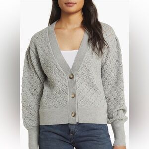 Caslon Gray Textured Cardigan